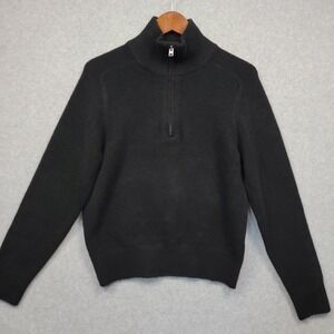 Uniqlo x JW Anderson Black Wool Blend Quarter Zip Mens Long Sleeve Sweater Sz XS